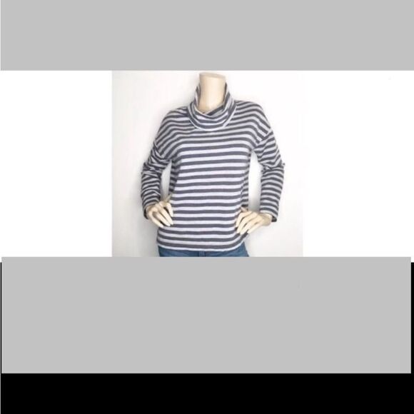 J. Crew XXS Boxy Striped Blue Gray Cowl Neck Shirt Top New Relaxed fit - Picture 1 of 5